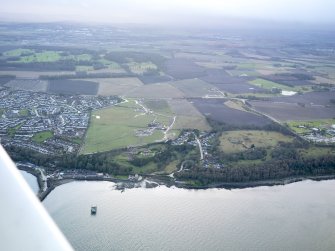 General oblique aerial of the new Forth crossing works site, taken from the N.