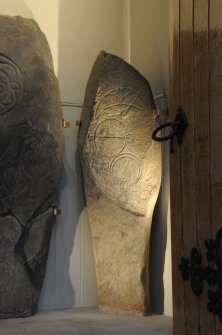 Inveravon Pictish Symbol Stone 2, relocated inside the church porch
