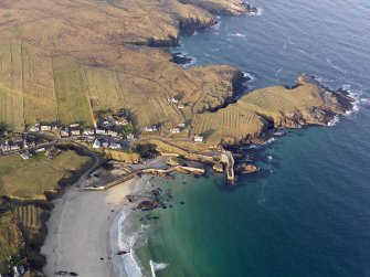 Oblique aerial view of Port of Ness, taken from the S.