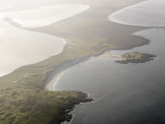 General oblique aerial view of the Udal peninsula, North Uist, taken from the NNE.