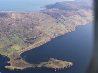 General oblique aerial view of Trumpan and the Waternish peninsula, Skye, taken from the W.