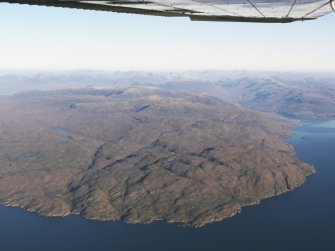 General oblique aerial view of the remains of the township of Uags, Rubha na h'Uamha, south of Applecross, taken from the SW.