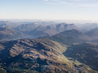 General oblique aerial view of Glen More, looking towards the Five Sisters of Kintail, taken from the WNW.