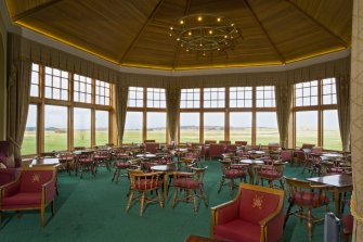 Interior. View looking from the main lounge into the smoking room extension to Muirfield clubhouse.