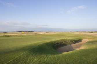 View of the 18th green at Muirfield golf course, taken from south south east.