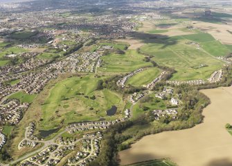Oblique aerial view of Ballumbie Golf Course, taken from the ENE.