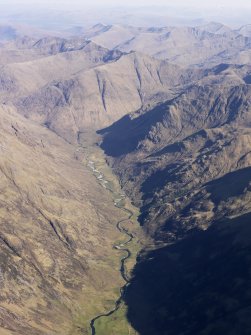 General oblique aerial view of the remains of the military road along Glen Shiel, taken from the NNW.