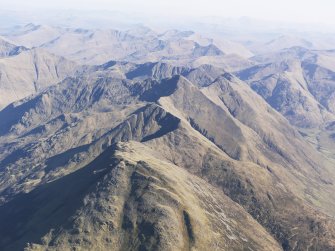 General oblique aerial view of the Five Sisters of Kintail, centred on NG 9782 1668, taken from the NNW.