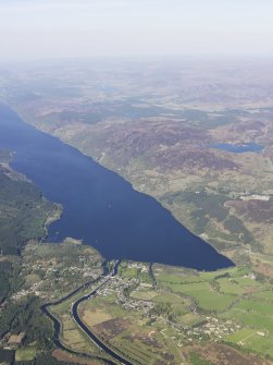 General oblique aerial view of the Caledonian Canal, Fort Augustus and Loch Ness, taken from the W.