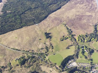 General oblique aerial view of the remains of a sheep fold and field boundaries at Blar Odhar near Spean Bridge, taken from the S.