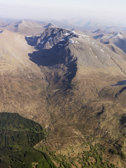 General oblique aerial view of Allt a Mhuillin and Ben Nevis, taken from the NW.
