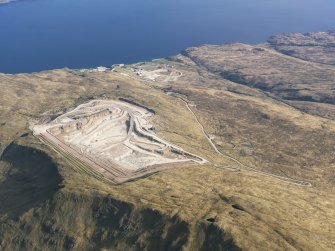 Oblique aerial view of Glensanda-Meall na h-Easaiche and Glensanda quarries, taken from the N.