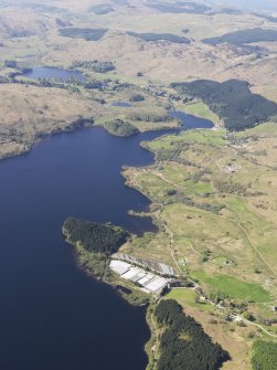 General oblique aerial view of Liever Island and the glass houses Loch Awe, taken from the ENE.