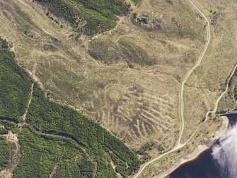 General oblique aerial view of the dun at Loch Glashan, taken from the WNW.