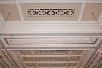 Interior. Auditorium ceiling showing plasterwork.