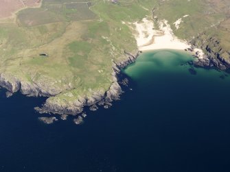 General oblique aerial view of Lossit Bay, taken from the W.