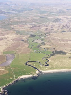 General oblique aerial view of Cnoc Ebric, Islay, looking up the River Laggan, taken from the SW.