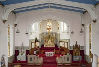 Interior. View from balcony to north.