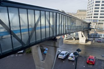 View looking SE from the Olympia Centre along the footbridge linking to the tower of Tayside House