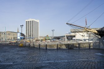 Distant view looking to Tayside House taken from SW, adjacent to Dundee old harbour and HMS Discovery