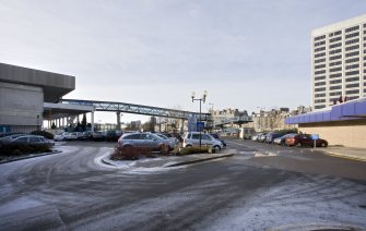 View of footbridge linking the Olympia Centre (left) and Tayside House (right), taken from SE