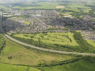Oblique aerial view of Larkhall Golf Course, taken from the NE.