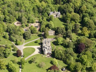 Oblique aerial view of Vogrie House, taken from the SW.