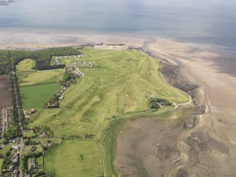 General oblique aerial view of Aberlady Golf Courses centred on Kilspindie Golf Course, taken from the ENE.