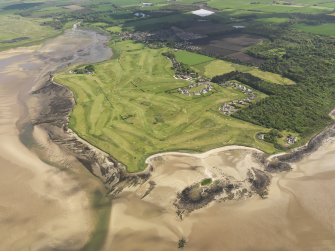 General oblique aerial view of Aberlady Golf Courses centred on Kilspindie Golf Course, taken from the WNW.