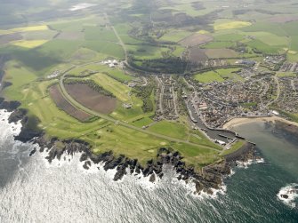 General oblique aerial view of Eyemouth Golf Course, taken from the NE.