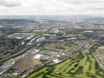 General oblique aerial view of Glasgow East End centred on Hamilton Road, taken from the NE.