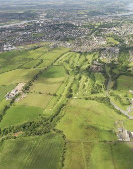 Oblique aerial view of Clydebank and District Golf Course, taken from the NE.