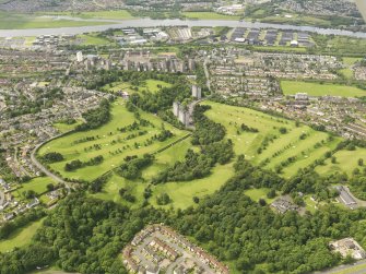 Oblique aerial view of Clydebank Municipal Golf Course, taken from the NNE.