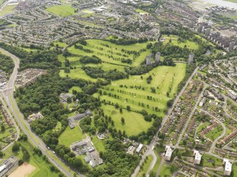 Oblique aerial view of Clydebank Municipal Golf Course, taken from the NNW.