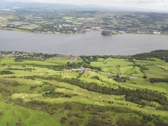 General oblique aerial view of Gleddoch Golf Course with the Clyde beyond, taken from the SSW.
