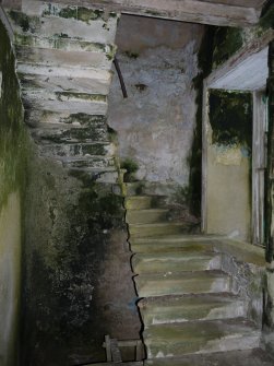 View of staircase inside Hall of Clestrain House, Orkney.