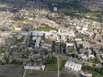 General oblique aerial view of University of Dundee campus, taken from the SE.