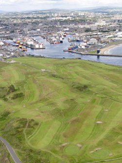 General oblique aerial view of Aberdeen Harbour and Balnagask Golf Course, taken from the ESE.