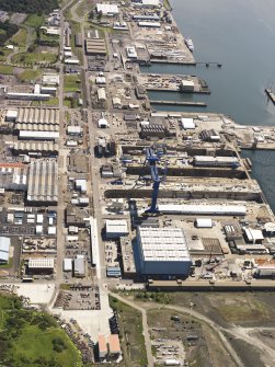 General oblique aerial view of HM Dockyard Rosyth, taken from the NW.