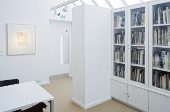 Interior view of top floor reference library at The Pier Arts Centre.