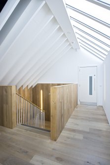 Interior view of main stair landing at The Pier Arts Centre.