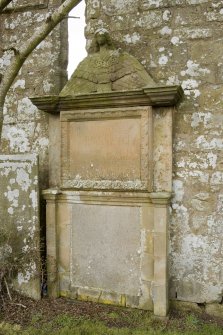 View of John Orr monument adjacent to south wall of church