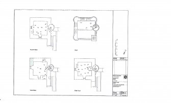 Sturcutural Layout, Third, Fourth, Fifth floor, and Roof.  Burgie Castle, Moray