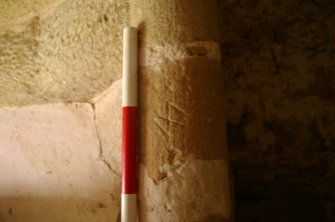 Mason Mark inside stairs outside Room 2, Second Floor,  View from North