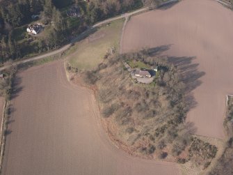 Oblique aerial view of Hilton House, looking N.
