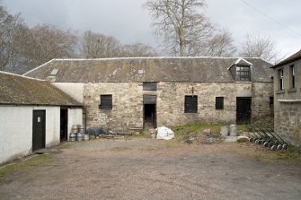 View of the courtyard elevation of the east range of the hotel steading, taken from west