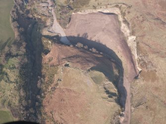 Oblique aerial view of Castle Craig, looking NE.