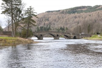 View looking along the River Tay to the Kenmore Bridge, taken from the grounds of the Kenmore Hotel to the east