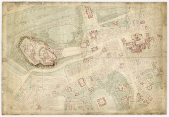 Ordnance Survey Map of Edinburgh. Coloured 1st edition ' Edinburgh and its Environs', Sheet 35.
Includes Edinburgh Castle, St Giles Cathedral, Greyfriars Church, George Heriot's School and  Grassmarket.