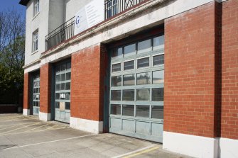 View of the fire station doors, taken from the east south east.